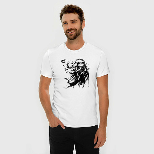 Мужская slim-футболка Dead night / Белый – фото 3
