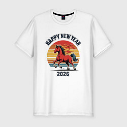 Футболка slim-fit Красная огненная лошадь 2026, цвет: белый