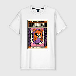 Футболка slim-fit Halloween spooky bear, цвет: белый