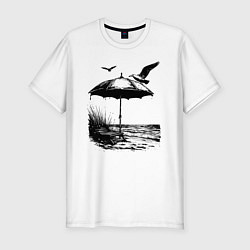Футболка slim-fit Морской бриз и чайки, цвет: белый