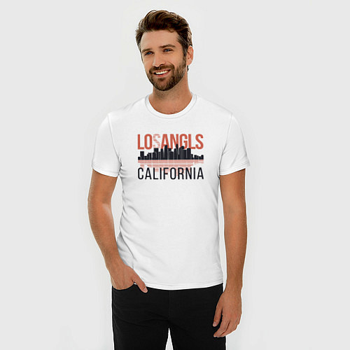 Мужская slim-футболка California - Los Angeles / Белый – фото 3