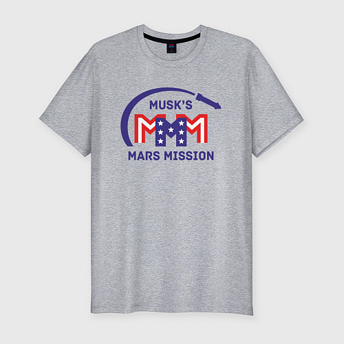 Мужская slim-футболка Миссия на Марс Маска / Меланж – фото 1