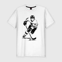 Футболка slim-fit Аниме хоккеист в атаке, цвет: белый