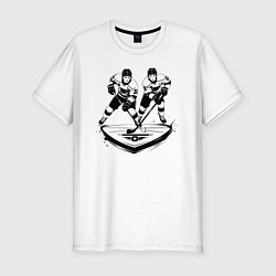 Футболка slim-fit Хоккейная дуэль, цвет: белый