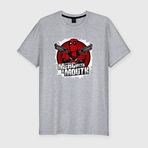 Мужская slim-футболка Наёмник с ртом / Меланж – фото 1