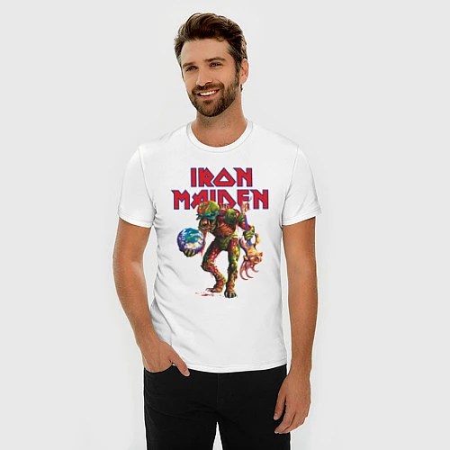 Мужская slim-футболка Iron Maiden / Белый – фото 3