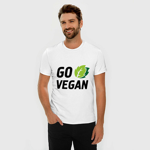 Мужская slim-футболка Go vegan / Белый – фото 3