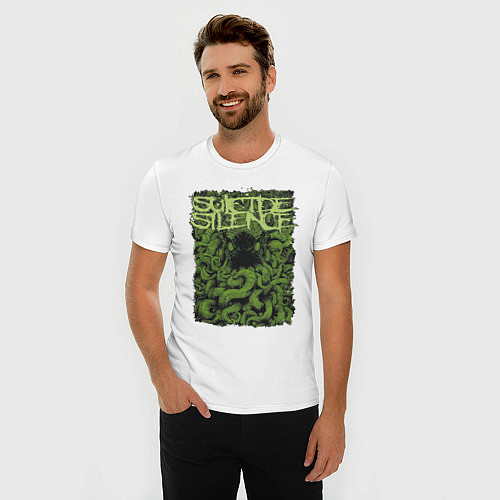 Мужская slim-футболка Suicide Silence / Белый – фото 3