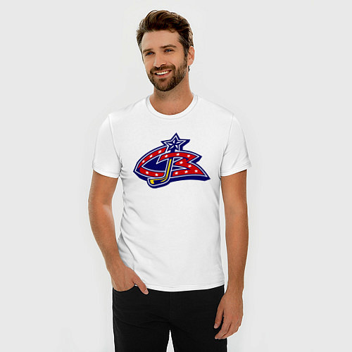 Мужская slim-футболка HC Columbus Blue Jackets / Белый – фото 3