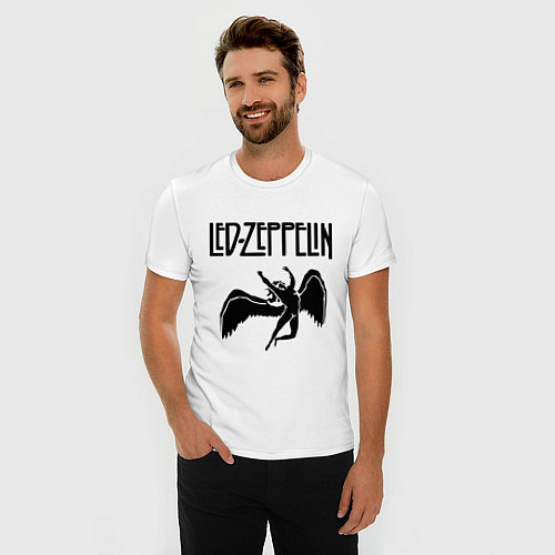 Мужская slim-футболка Led Zeppelin / Белый – фото 3