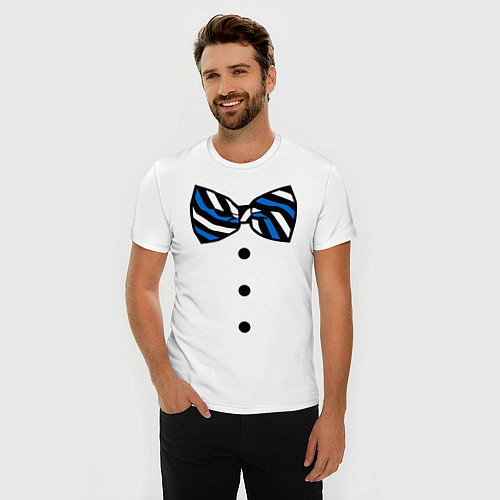 Мужская slim-футболка Галстук бабочка винт / Белый – фото 3
