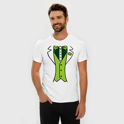 Мужская slim-футболка Ирландский костюм / Белый – фото 3