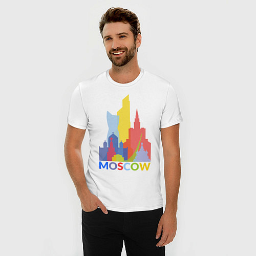 Мужская slim-футболка Moscow Colors / Белый – фото 3