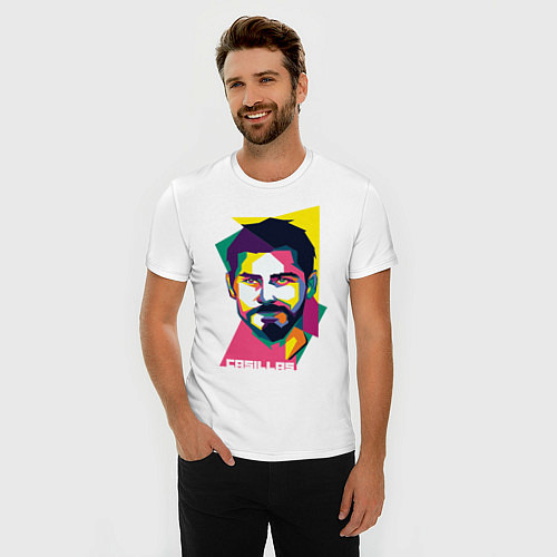 Мужская slim-футболка Икер Касильяс: фан-арт / Белый – фото 3