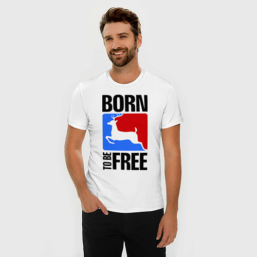 Мужская slim-футболка Born to be free / Белый – фото 3