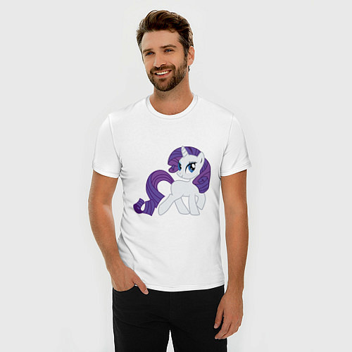 Мужская slim-футболка Пони Рарити / Белый – фото 3