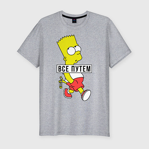 Мужская slim-футболка Барт Симпсон: Все путем / Меланж – фото 1
