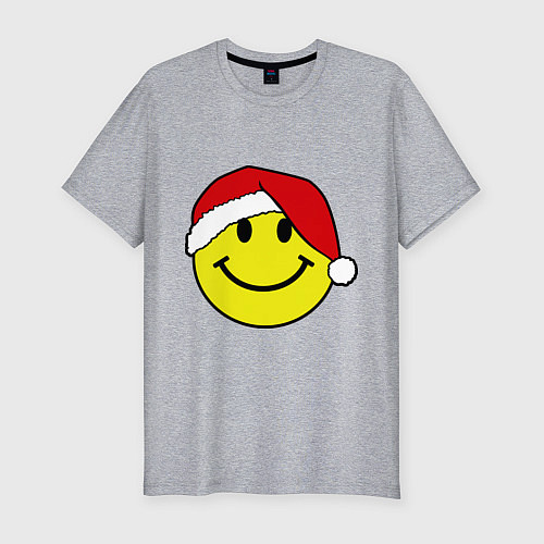 Мужская slim-футболка Новогодняя рожица / Меланж – фото 1