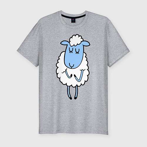 Мужская slim-футболка Милая овечка / Меланж – фото 1