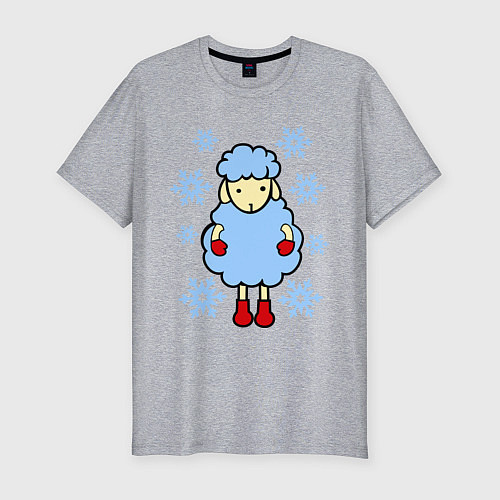 Мужская slim-футболка Барашек и снежинки / Меланж – фото 1