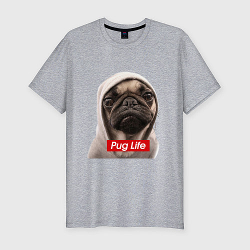 Мужская slim-футболка Pug life / Меланж – фото 1