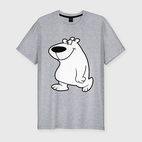 Мужская slim-футболка Веселый белый медведь / Меланж – фото 1