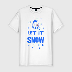 Футболка slim-fit Снеговик Let it snow, цвет: белый
