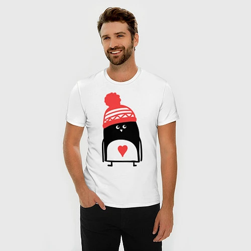 Мужская slim-футболка Малый пингвин / Белый – фото 3