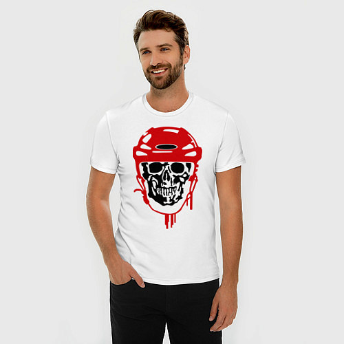 Мужская slim-футболка Мертвый хоккеист / Белый – фото 3
