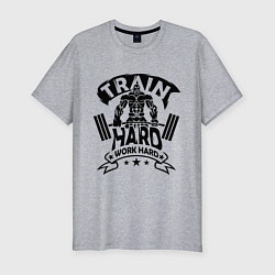 Футболка slim-fit Train hard, work hard, цвет: меланж