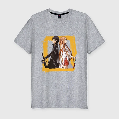 Мужская slim-футболка Asuna & Kirito / Меланж – фото 1