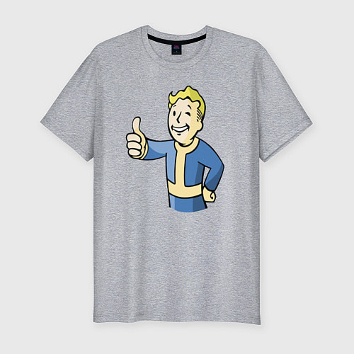 Мужская slim-футболка Fallout vault boy / Меланж – фото 1