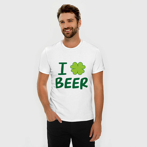 Мужская slim-футболка Love beer / Белый – фото 3
