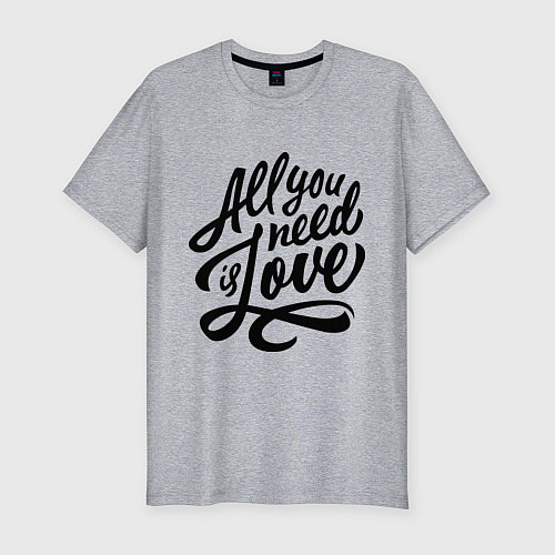 Мужская slim-футболка All you need is love / Меланж – фото 1