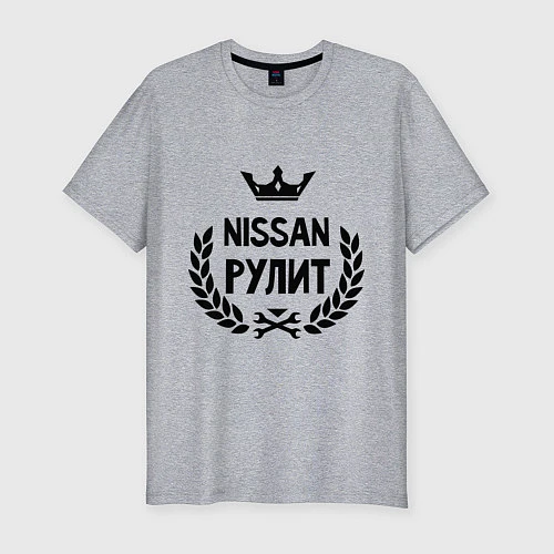 Мужская slim-футболка Ниссан рулит / Меланж – фото 1