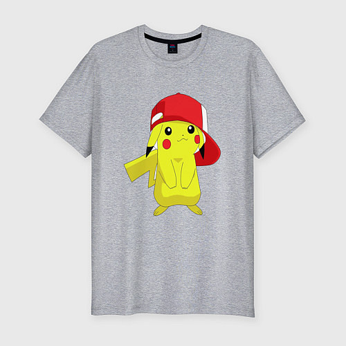 Мужская slim-футболка Пикачу / Меланж – фото 1
