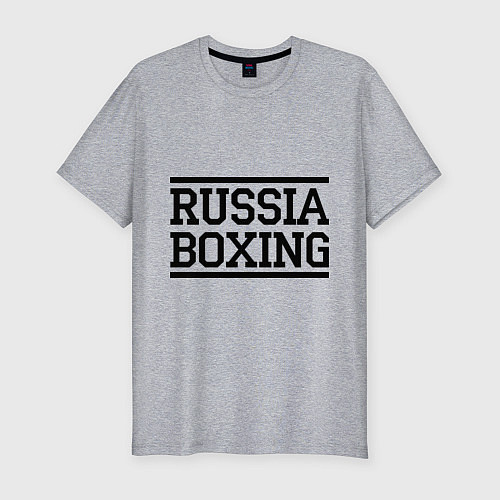 Мужская slim-футболка Russia boxing / Меланж – фото 1