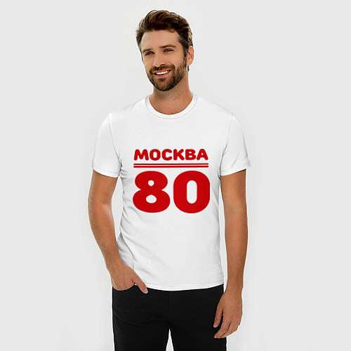 Мужская slim-футболка Москва 80 / Белый – фото 3