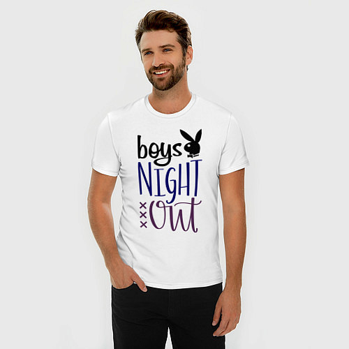 Мужская slim-футболка Boys night out / Белый – фото 3