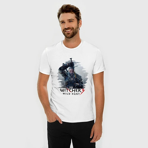 Мужская slim-футболка The Witcher 3 / Белый – фото 3