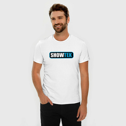 Мужская slim-футболка Showtek / Белый – фото 3