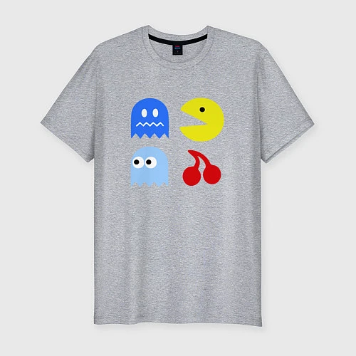 Мужская slim-футболка Pac-Man Pack / Меланж – фото 1