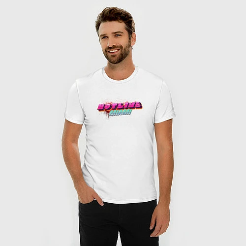 Мужская slim-футболка Hotline Miami 2 / Белый – фото 3