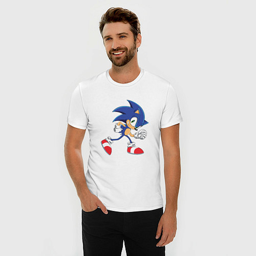 Мужская slim-футболка Sonic the Hedgehog / Белый – фото 3