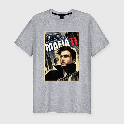 Мужская slim-футболка Mafia 2 / Меланж – фото 1