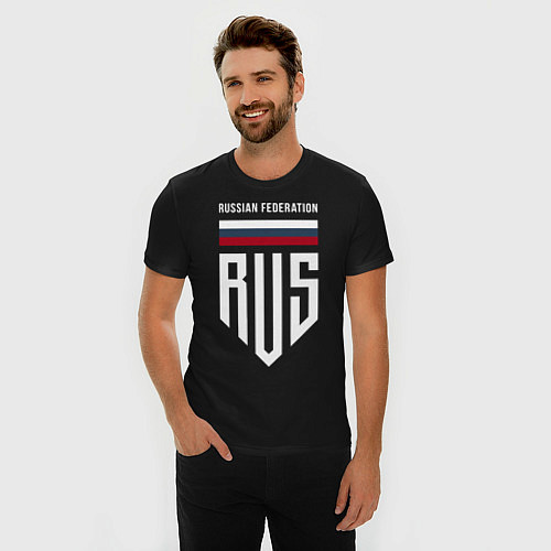 Мужская slim-футболка RUS: Russian Federation / Черный – фото 3