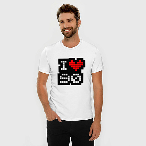 Мужская slim-футболка I love 90 / Белый – фото 3