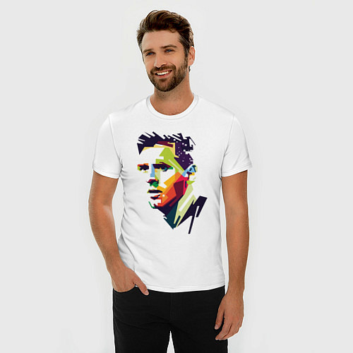 Мужская slim-футболка Lionel Messi: fun-art / Белый – фото 3