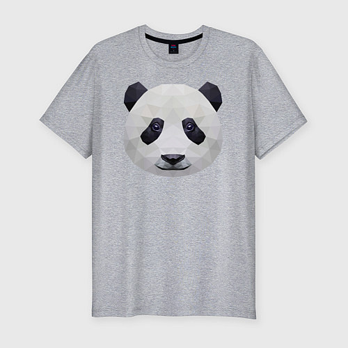 Мужская slim-футболка Полигональная панда / Меланж – фото 1
