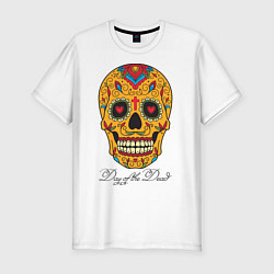 Футболка slim-fit Мексиканский череп, цвет: белый